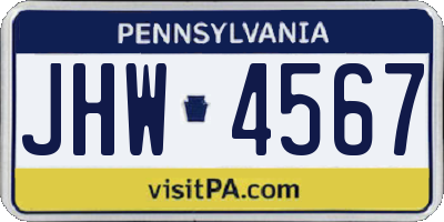 PA license plate JHW4567
