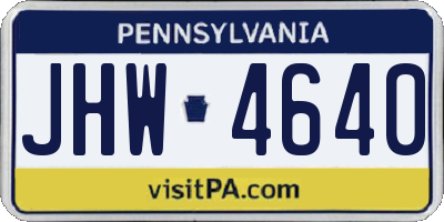 PA license plate JHW4640