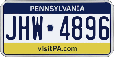 PA license plate JHW4896