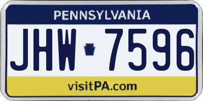 PA license plate JHW7596