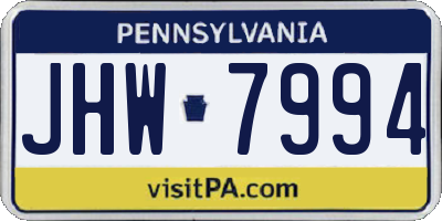 PA license plate JHW7994