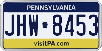 PA license plate JHW8453