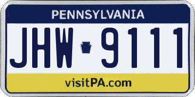 PA license plate JHW9111
