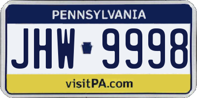 PA license plate JHW9998