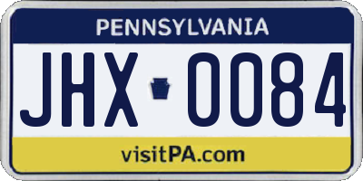 PA license plate JHX0084