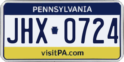 PA license plate JHX0724