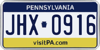 PA license plate JHX0916
