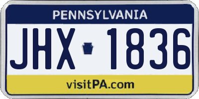 PA license plate JHX1836