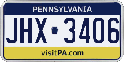 PA license plate JHX3406