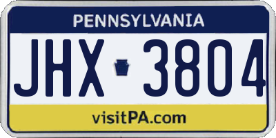 PA license plate JHX3804