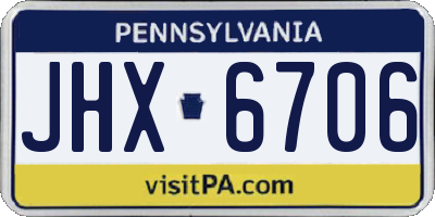 PA license plate JHX6706