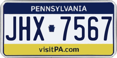 PA license plate JHX7567