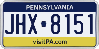 PA license plate JHX8151
