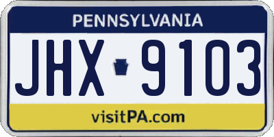 PA license plate JHX9103
