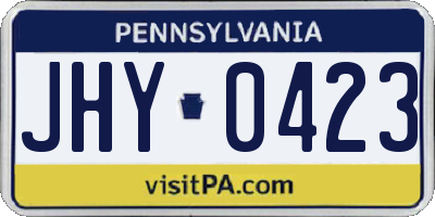 PA license plate JHY0423