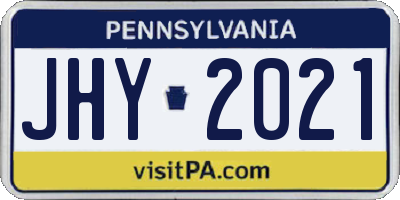 PA license plate JHY2021