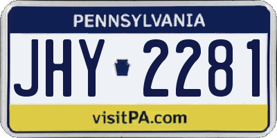 PA license plate JHY2281