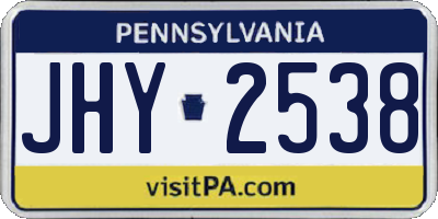 PA license plate JHY2538