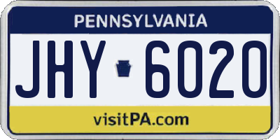 PA license plate JHY6020