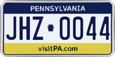 PA license plate JHZ0044
