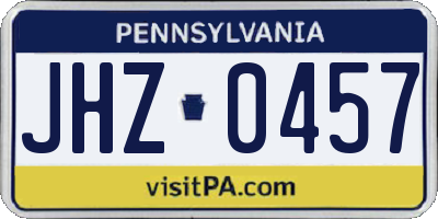 PA license plate JHZ0457