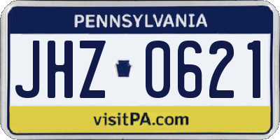 PA license plate JHZ0621