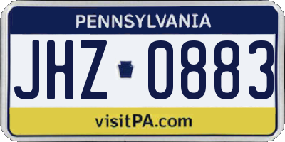 PA license plate JHZ0883
