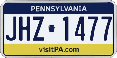 PA license plate JHZ1477