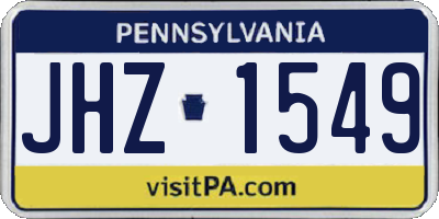 PA license plate JHZ1549