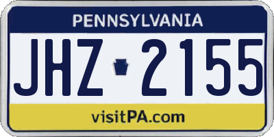 PA license plate JHZ2155