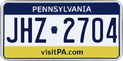 PA license plate JHZ2704