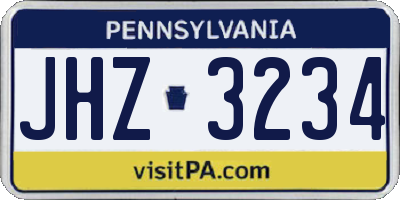 PA license plate JHZ3234