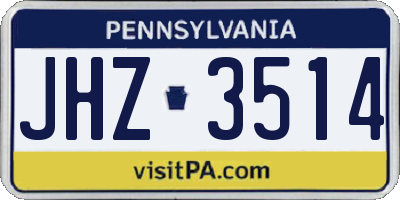 PA license plate JHZ3514
