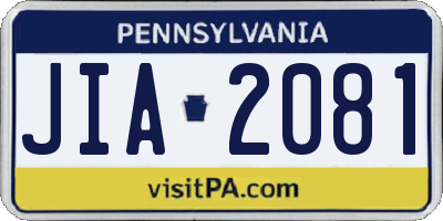 PA license plate JIA2081