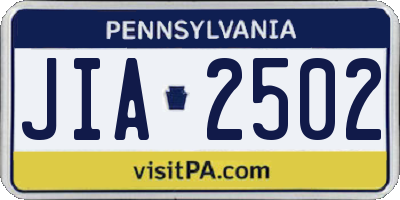 PA license plate JIA2502