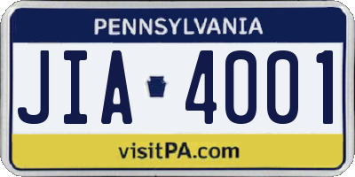 PA license plate JIA4001
