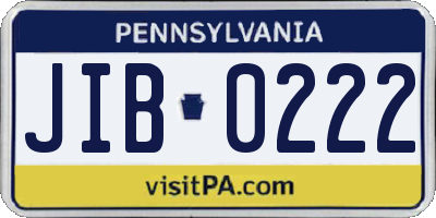 PA license plate JIB0222