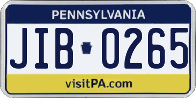PA license plate JIB0265