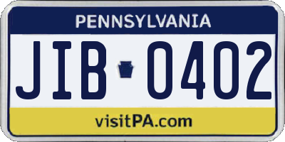 PA license plate JIB0402