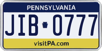 PA license plate JIB0777