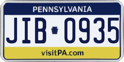 PA license plate JIB0935