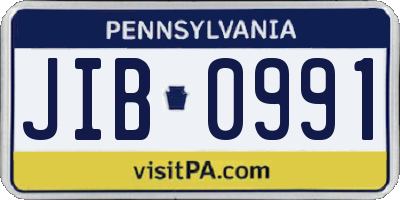 PA license plate JIB0991