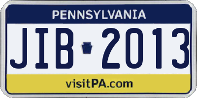 PA license plate JIB2013