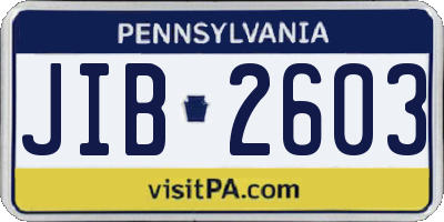 PA license plate JIB2603