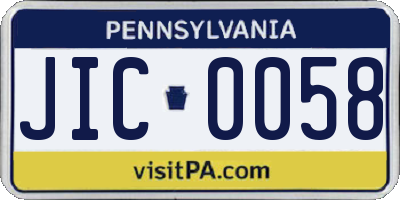 PA license plate JIC0058