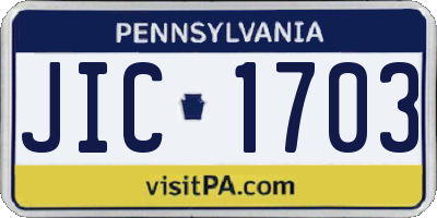 PA license plate JIC1703