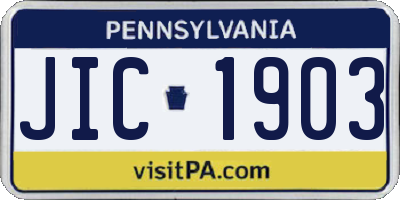 PA license plate JIC1903