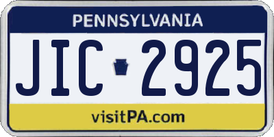 PA license plate JIC2925
