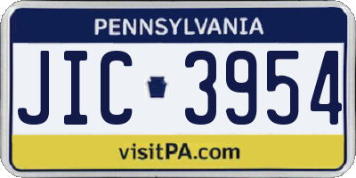 PA license plate JIC3954