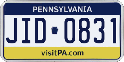 PA license plate JID0831